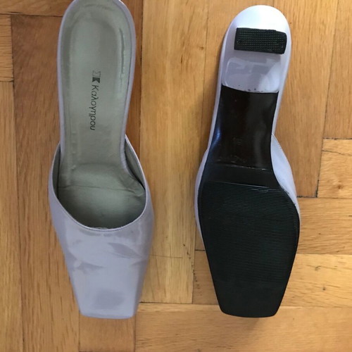 Kalogirou purple leather mules refurbished, size 38.5