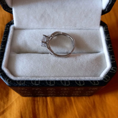 Sterling Silver 925 Platinum-Plated Solitaire Ring Galerie Tsangarakis