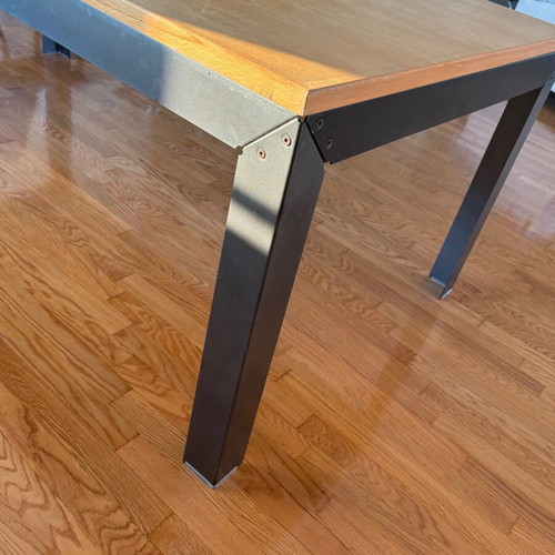 Handmade dining table 120x210 cm, solid wood with detachable metal base