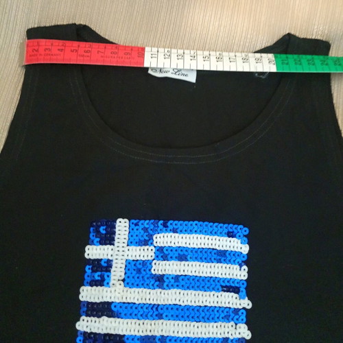 Y2K Black Sleeveless Tank Top With Greek Flag Sequin Like New