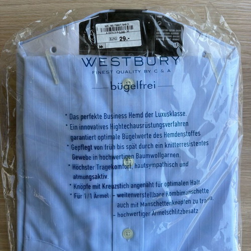 New Westbury solid light blue shirt with white stripes, size M