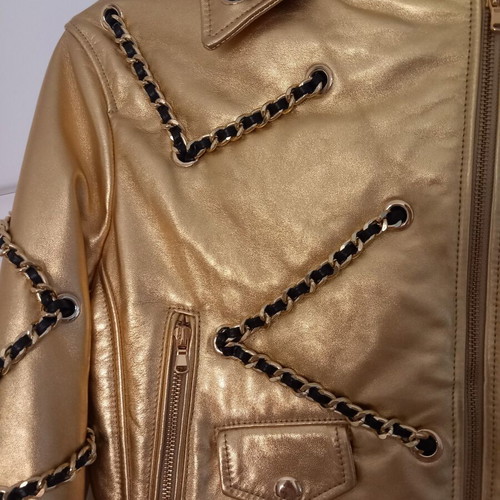 H&MOSCHINO Rock Jacket genuine leather like new, gold