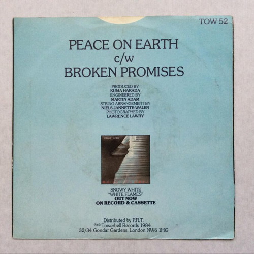 Snowy White Peace On Earth / Broken Promises 7'' vinyl like new, rock