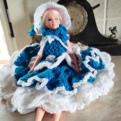 Doll with handmade dress and hat new