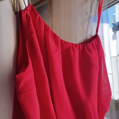 Dress with One Shoulder new, coral color, satin lining