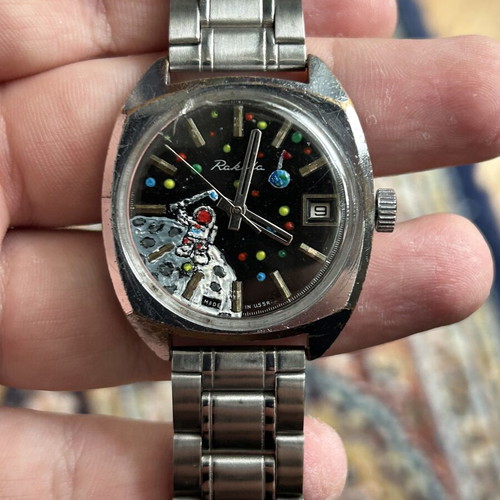 Raketa wristwatch like new with hand-painted vintage space design