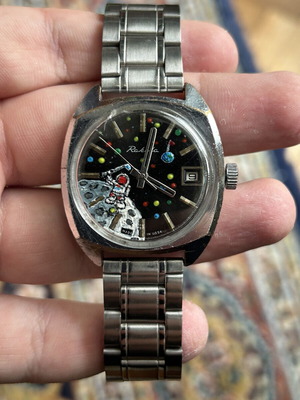 Raketa wristwatch like new with hand-painted vintage space design