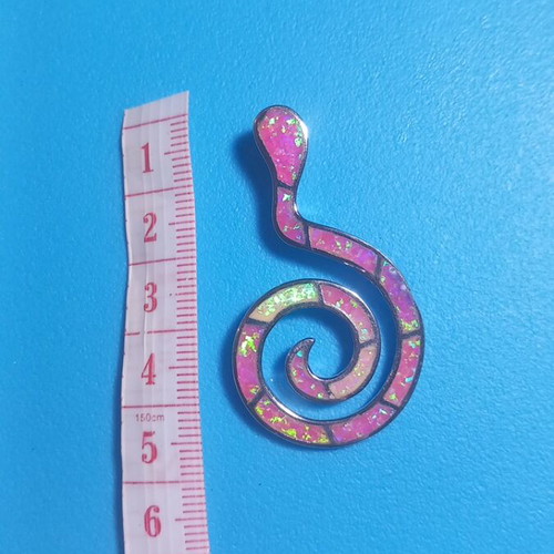 Silver 925 pendant with pink opalina, new