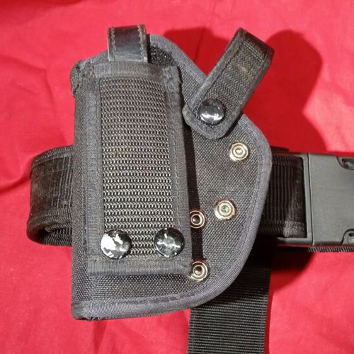 Tactical belt used, black cordura with quick-release buckle and holsters