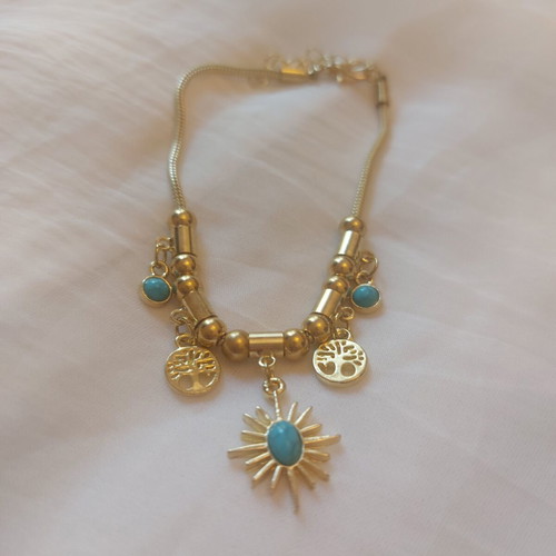 Boho necklace and bracelet set with turquoise elements like new