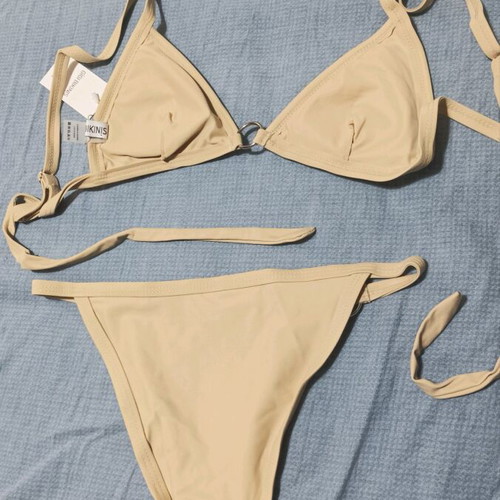 Bikini set with rings new, beige, size M/L