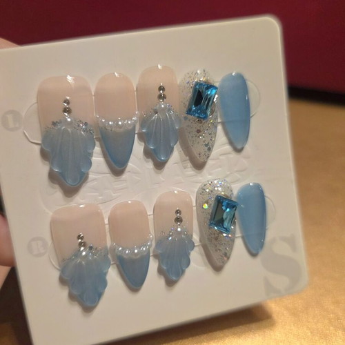 Luxury press on nails handmade double layered acrylic cat eye