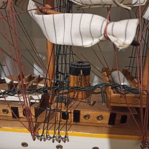 Wooden decorative sailboat used with lights 84x70x11cm