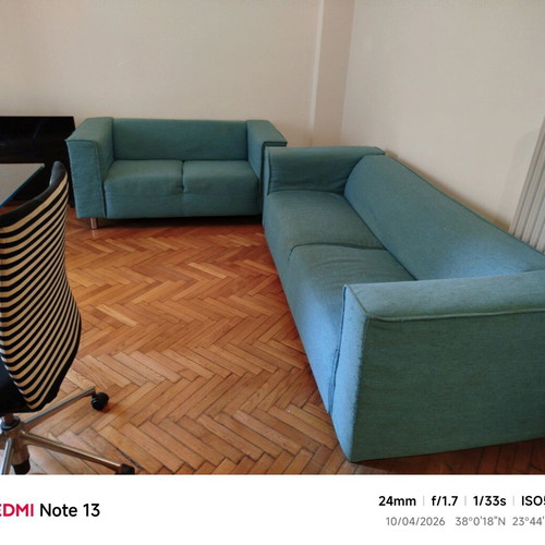 SATO two-seater and three-seater sofa used, blue