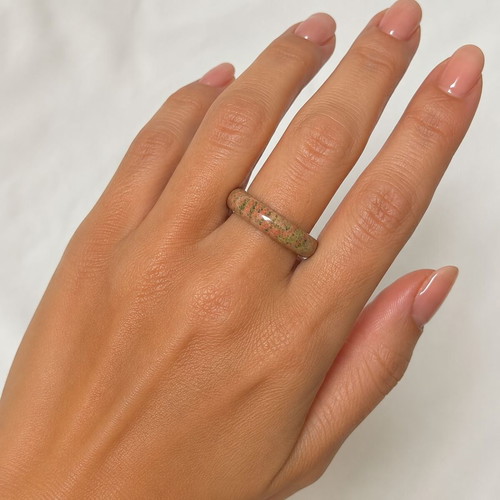 Handmade Unakite Stone Ring new, beige