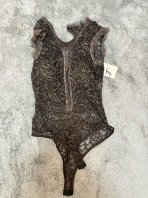 Lace bodysuit new, brown, size S/M