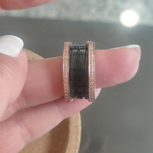 Ring made of steel with 750 gold plating, pink gold