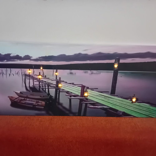 Decorative wall art with LED lighting used, sunset pier design