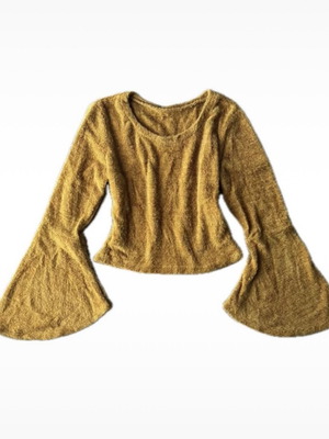 Mustard yellow knitted blouse like new with bell sleeves
