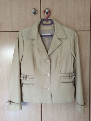 Morgan Garments leather jacket size M like new, white-beige