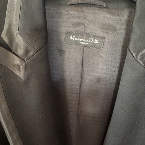 Massimo Dutti Black Tuxedo Blazer and Skirt Suit with Satin Details