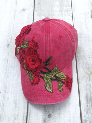 Vintage flower pattern embroidered jockey hat