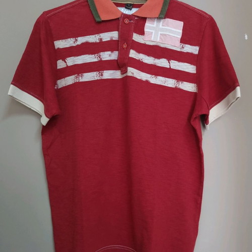 Napapijri Men's Short Sleeve Polo Medium like new, red