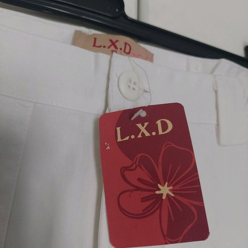 Γυναικείο παντελόνι L.X.D. λευκό με floral κεντήματα, καινούργιο, μέγεθος M