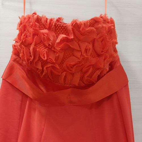 Red Strapless Dress L Cecilia like new, polyester, uneven hem
