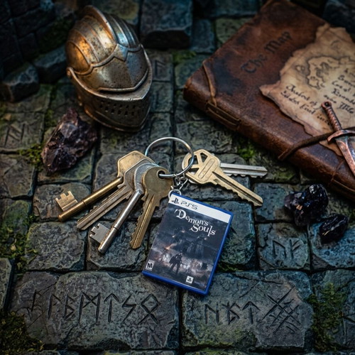 Demon's Souls PS5 game case keychain, 3D printed