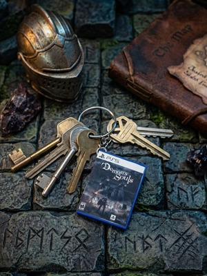 Demon's Souls PS5 game case keychain, 3D printed