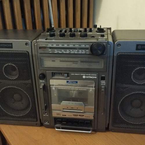 Hitachi TRK-9140 boombox used, vintage 1980s model