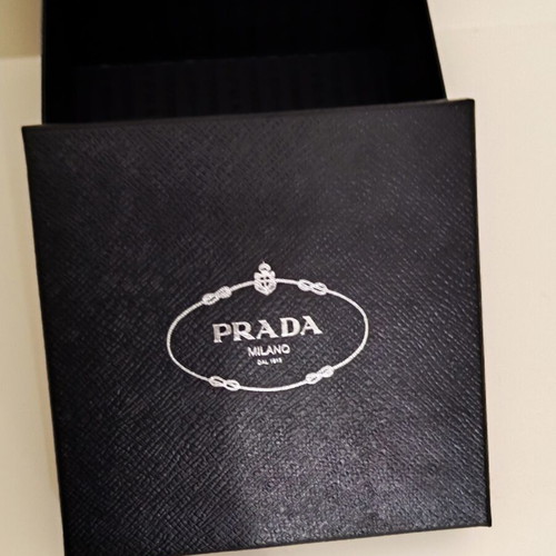 Prada luxury box with hard case and gold stamping, new