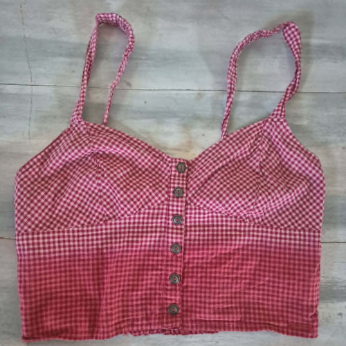 Attrattivo crop top red checkered, cotton, size Large, like new