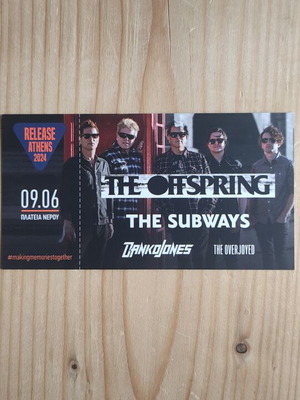 The Offspring The Subways Danko Jones Concert Ticket like new 9-6-2024
