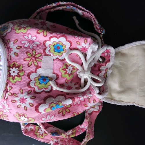 Children's backpack like new, fabric pink multicolor
