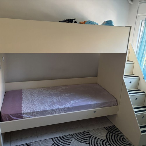 Bunk bed made by carpenter like new with storage drawers