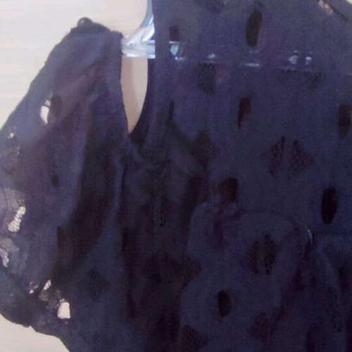 Top blouse with perforated design, size M, black, like new