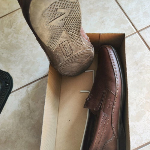 Boxer men's casual tan leather shoes used, size 45