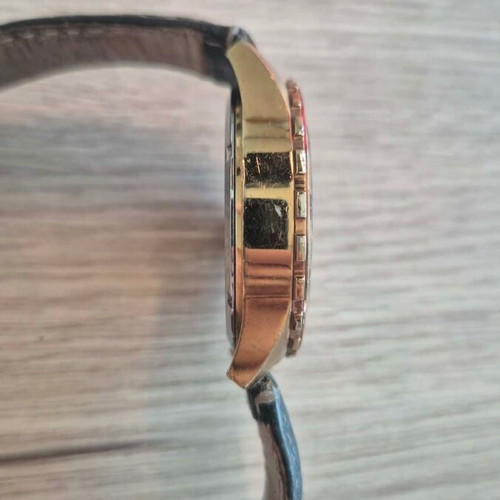CAT men's watch used with leather strap, black and gold tone