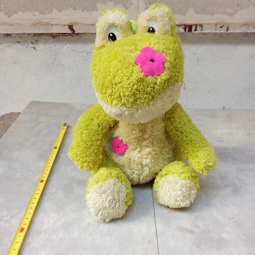 Plush doll green frog vintage used