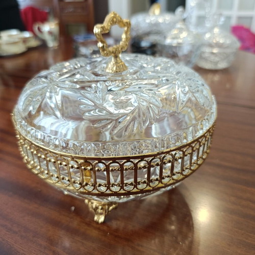 Crystal fondue dish like new with gold details