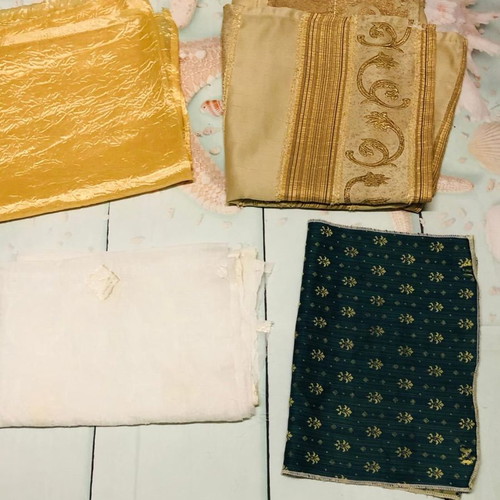 Pack of 8 fabric pieces used, cotton, polyester, polyamide