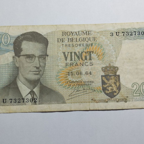 Belgium 20 Francs 1964 banknote used, good condition