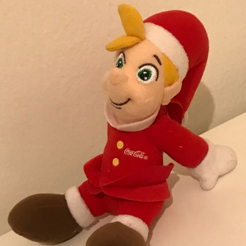 Coca Cola plush collectible elf used, Christmas