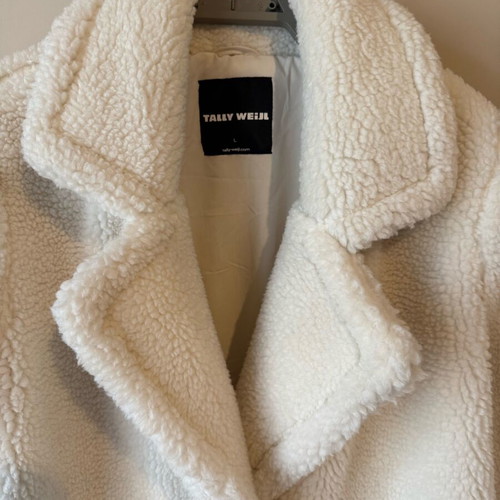 Teddy coat Tally Weijl ivory like new, size L