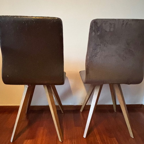Dining chairs set of 4 used, oak frame, leather upholstery worn