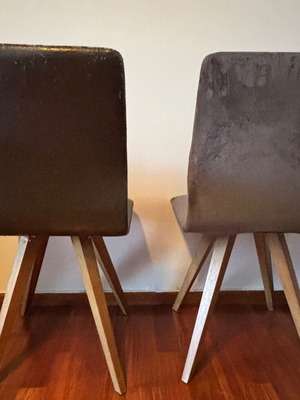 Dining chairs set of 4 used, oak frame, leather upholstery worn