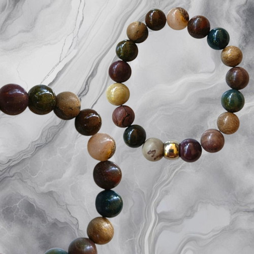 Handmade bracelet with mixed semi precious stones, new