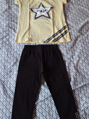 Evita summer set for girls with capri pants, black and yellow